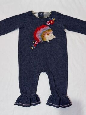 Mud Pie Bay Girl porcupine Long Sleeve Romper 9 - 12 months